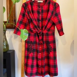 Rinascimento SZ S Red and Black Holiday Plaid Dress!
